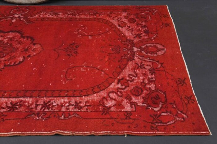 vintage turkish overdyed red rug 9