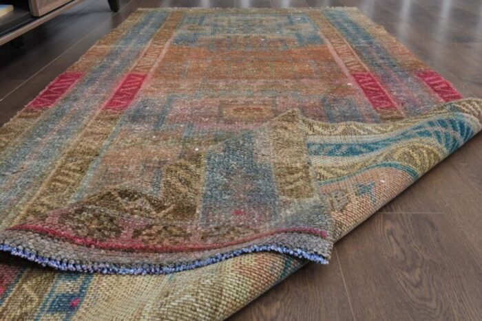 vintage turkish overdyed wool rug 4