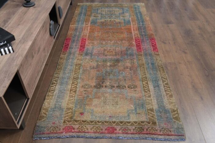 vintage turkish overdyed wool rug 5