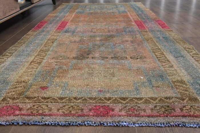 vintage turkish overdyed wool rug 8