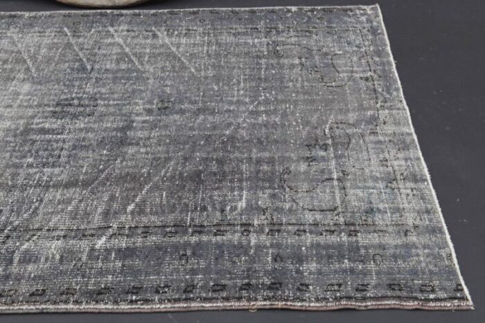 vintage turkish pastel gray brown wool on cotton rug 5