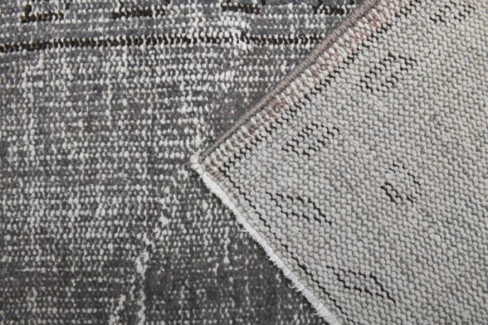 vintage turkish pastel gray brown wool on cotton rug 7