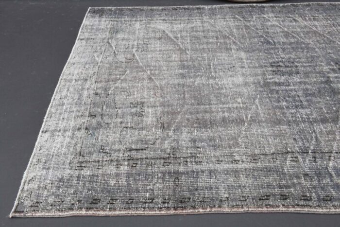 vintage turkish pastel gray brown wool on cotton rug 8