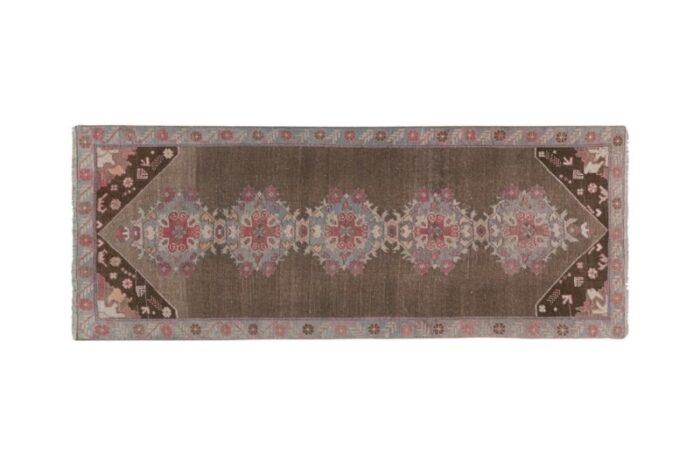 vintage turkish pastel karapinar runner rug 2