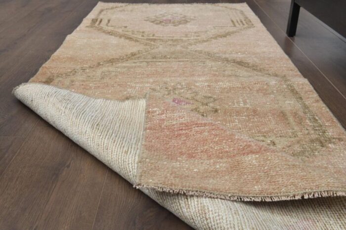 vintage turkish pastel orange wool runner anatolia 1960s 3