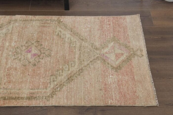 vintage turkish pastel orange wool runner anatolia 1960s 4