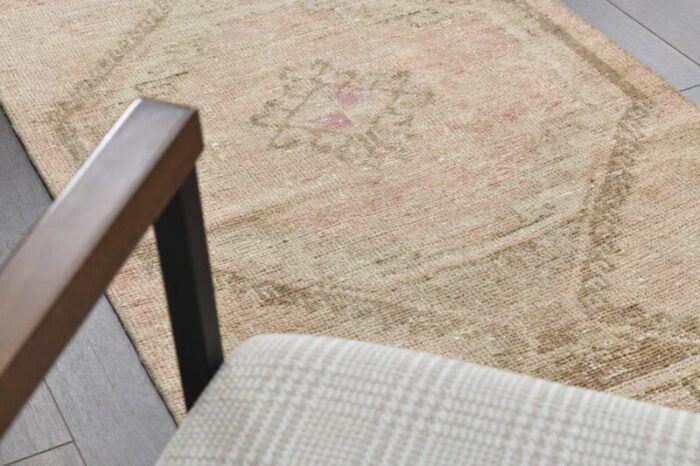 vintage turkish pastel orange wool runner anatolia 1960s 9