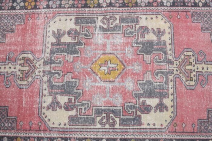 vintage turkish pink and orange runner rug 4