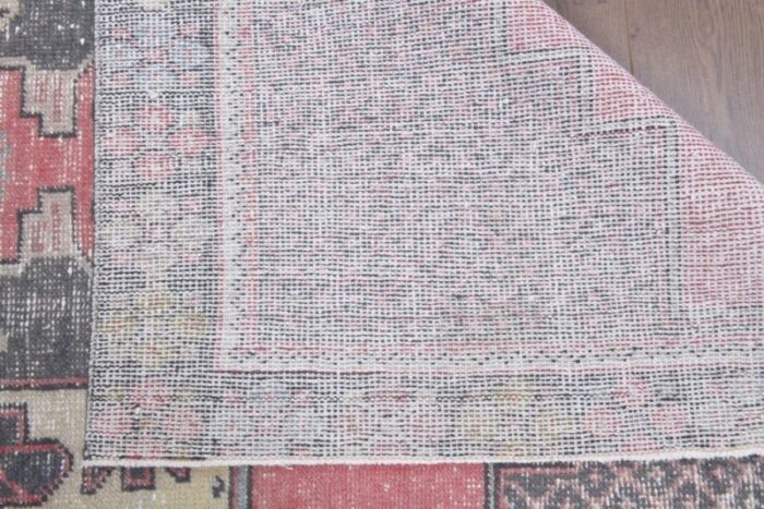 vintage turkish pink and orange runner rug 7