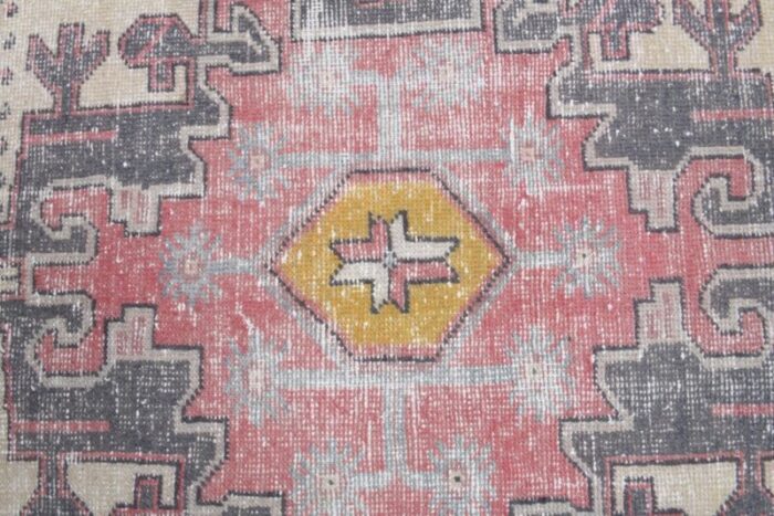 vintage turkish pink and orange runner rug 8