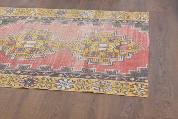 vintage turkish pink and yellow rug 4