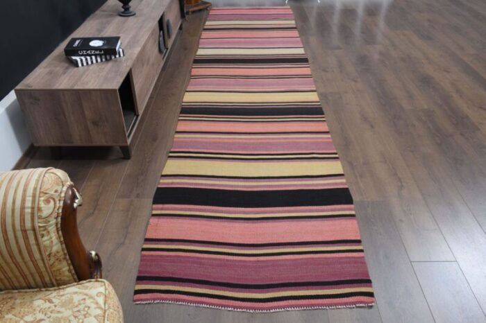 vintage turkish pink flatweave rug 2