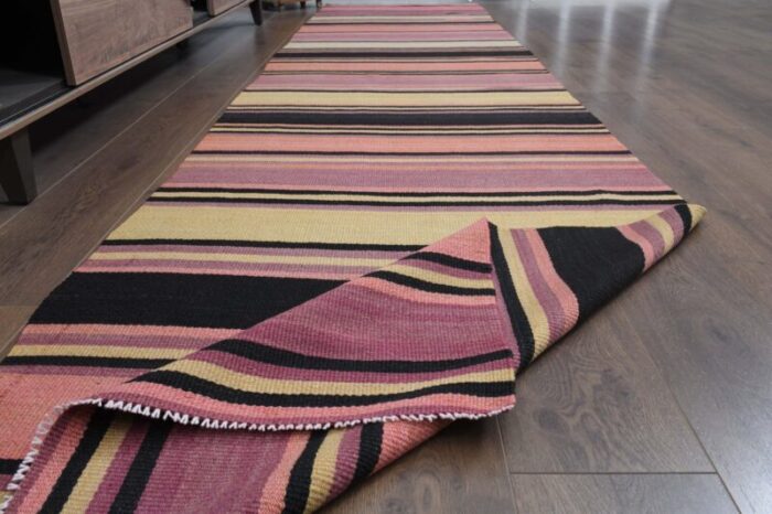 vintage turkish pink flatweave rug 7