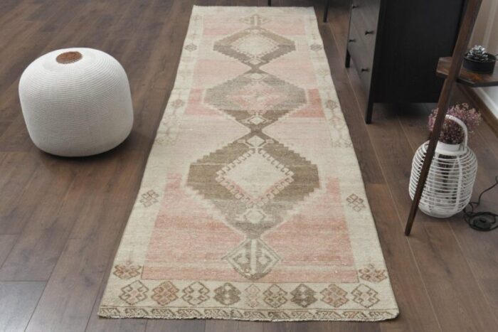 vintage turkish pink runner rug 1960s 1