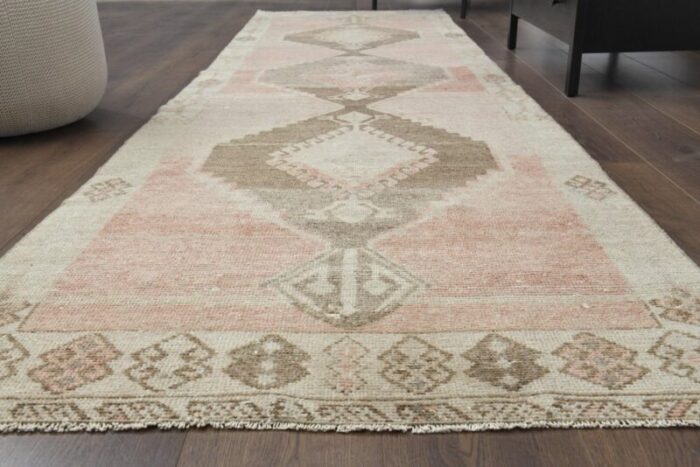 vintage turkish pink runner rug 1960s 2