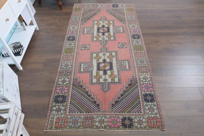 vintage turkish pink wide runner rug 3