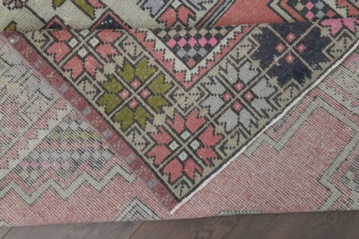 vintage turkish pink wide runner rug 7