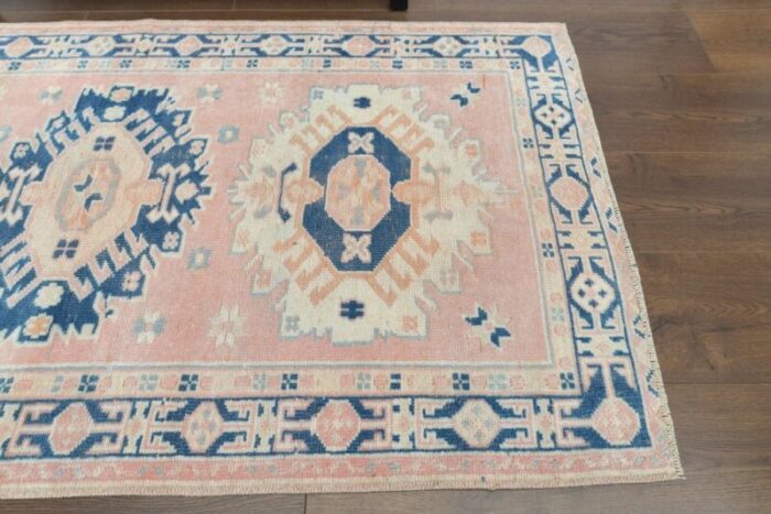 vintage turkish pink wool oushak rug 1960s 4