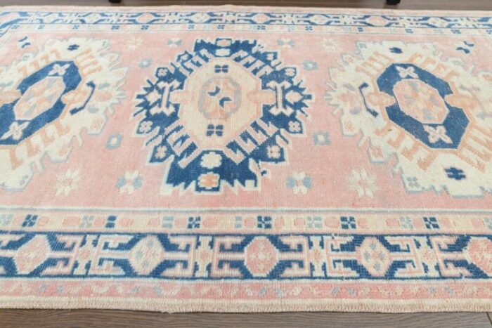 vintage turkish pink wool oushak rug 1960s 7