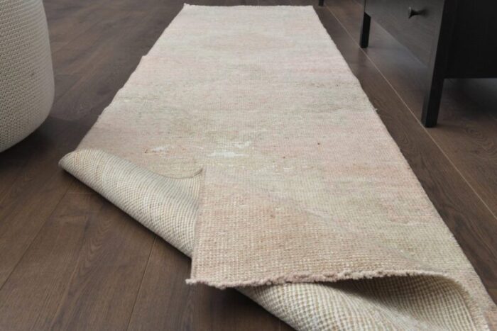 vintage turkish pink wool runner rug 1940s 3