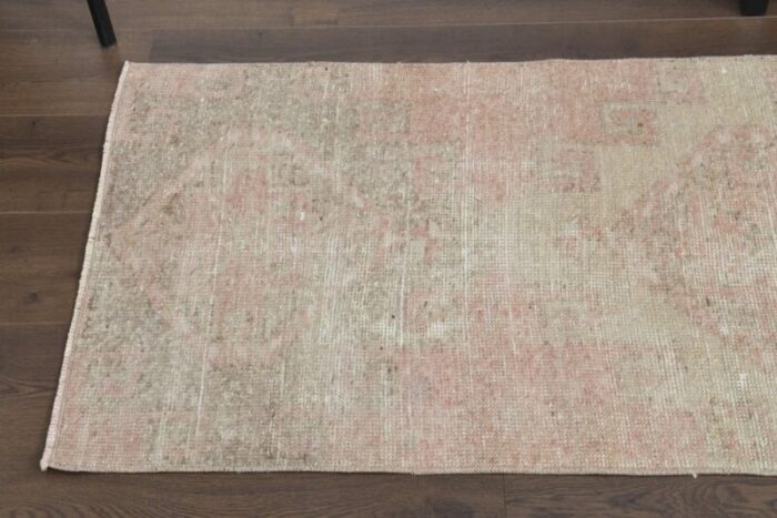 vintage turkish pink wool runner rug 1940s 6