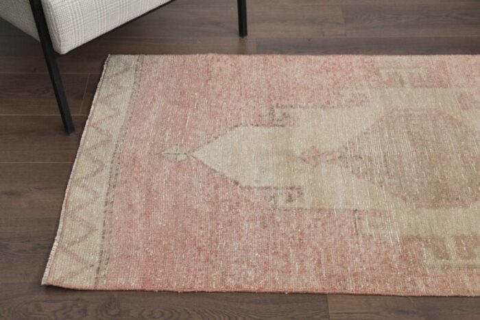 vintage turkish pink wool runner rug 1960s 6