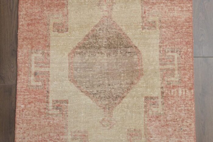 vintage turkish pink wool runner rug 1960s 7