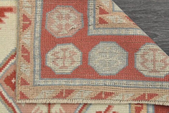 vintage turkish red and beige wool oushak runner rug anatolia 1960s 8