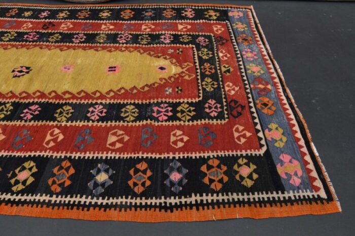 vintage turkish red and yellow area rug 5