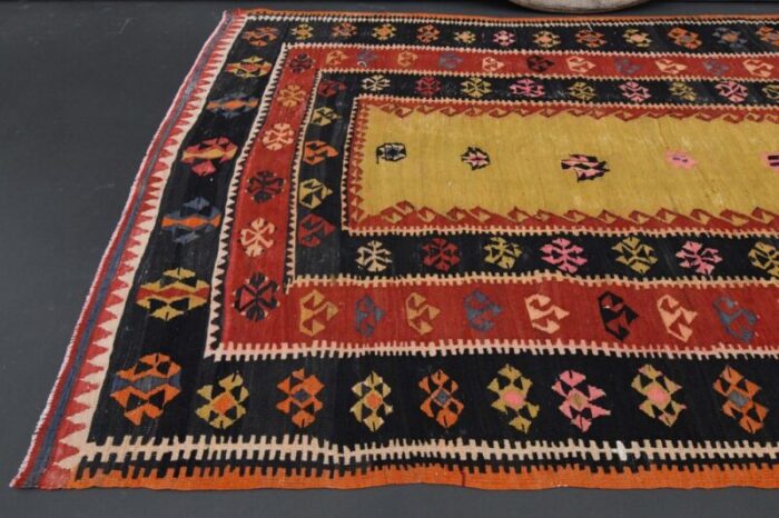 vintage turkish red and yellow area rug 8