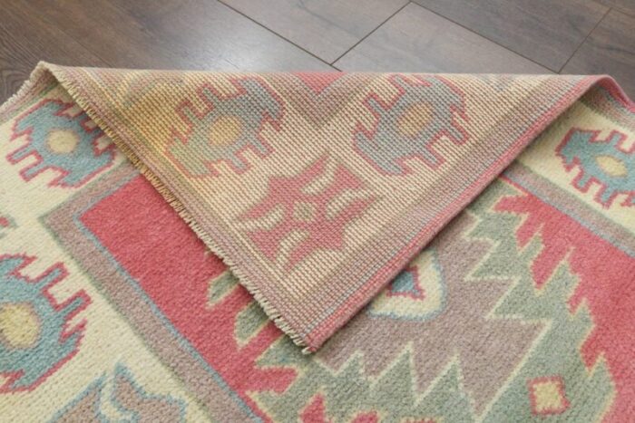 vintage turkish red beige oushak wool runner 6