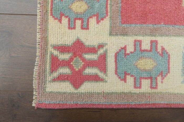 vintage turkish red beige oushak wool runner 9