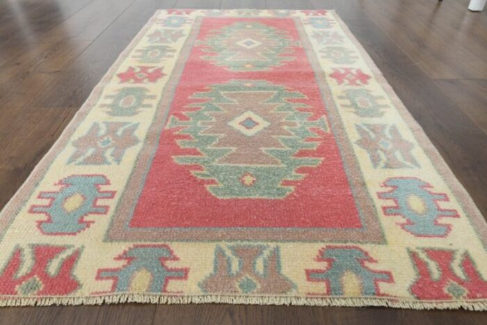 vintage turkish red green oushak wool rug anatolia 10