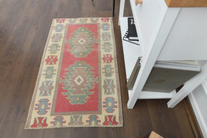 vintage turkish red green oushak wool rug anatolia 5