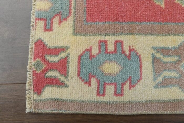 vintage turkish red green oushak wool rug anatolia 8