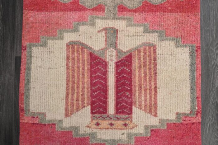 vintage turkish red grey wool oushak runner anatolia 1960s 4