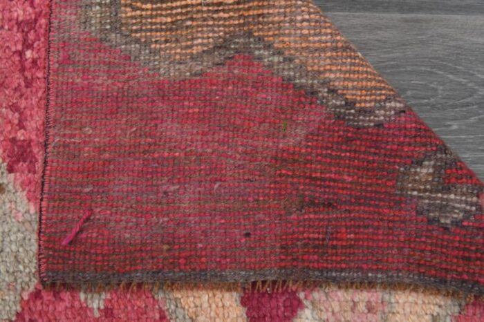 vintage turkish red grey wool oushak runner anatolia 1960s 8