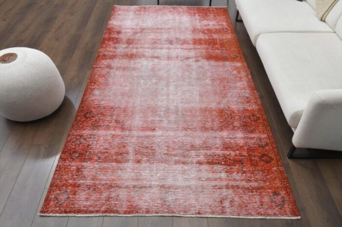 vintage turkish red wool area rug anatolian 1960s 1