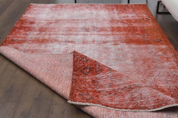 vintage turkish red wool area rug anatolian 1960s 3