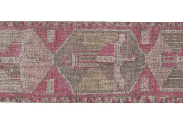 vintage turkish runner rug with bird pattern 4