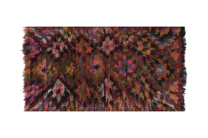 vintage turkish shaggy filikli rug 2