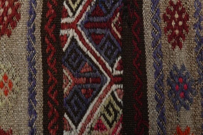 vintage turkish striped kilim oushak rug 7