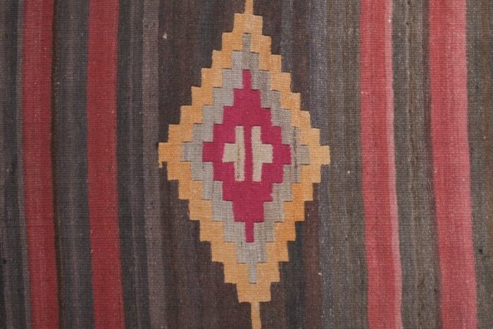 vintage turkish striped kilim runner 10