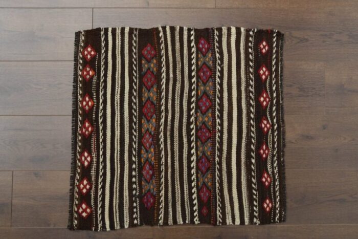 vintage turkish striped wool area rug 1