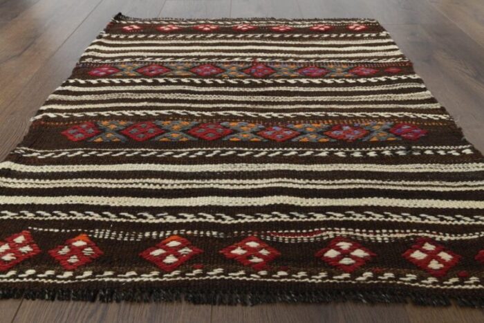 vintage turkish striped wool area rug 10