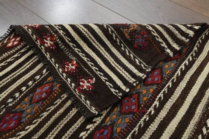 vintage turkish striped wool area rug 7