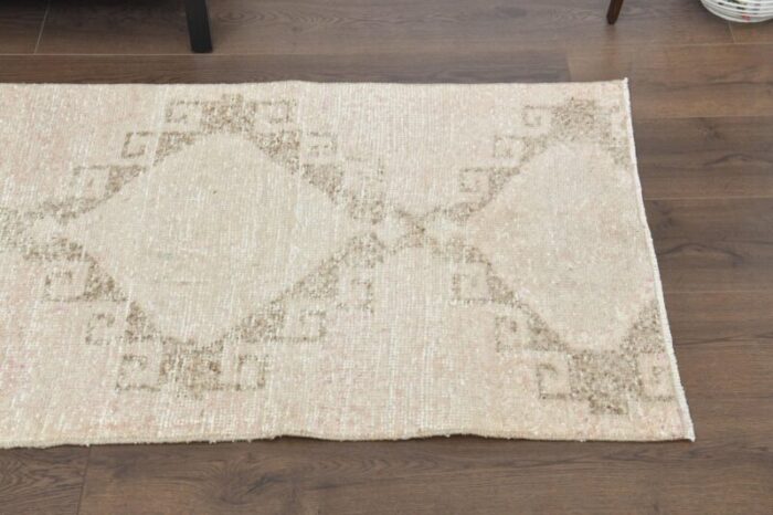 vintage turkish tan wool oushak runner rug 1960s 4