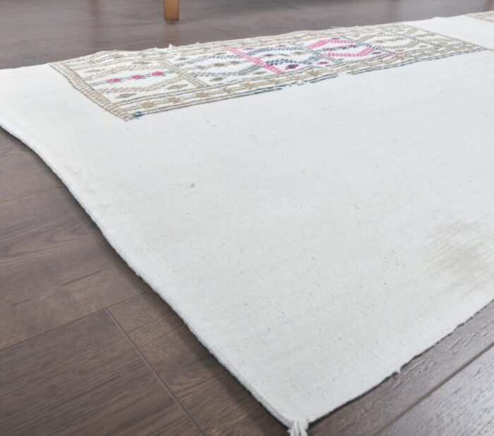 vintage turkish white flatweave rug 10