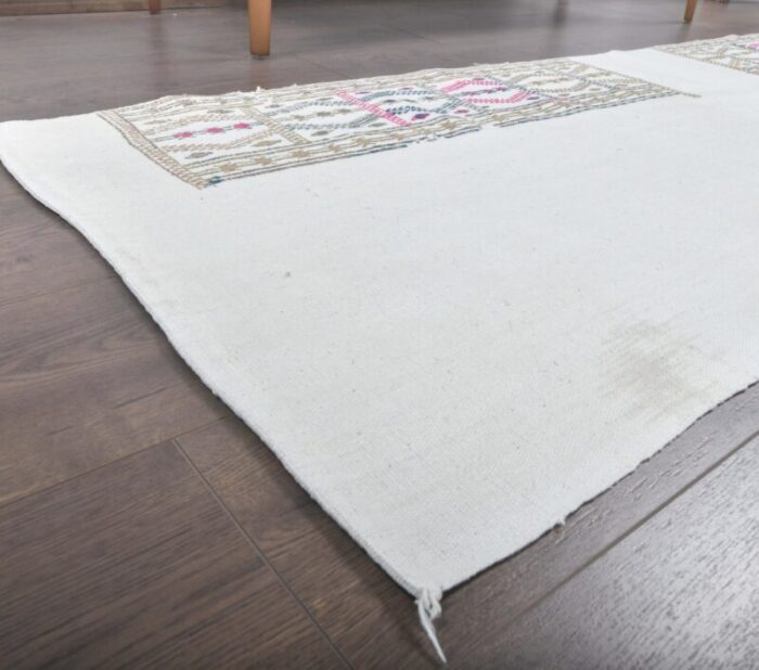 vintage turkish white flatweave rug 6