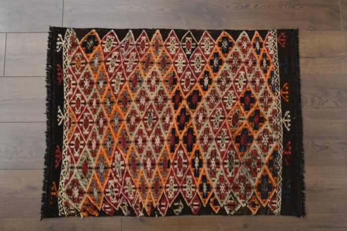 vintage turkish wool oushak rug 1